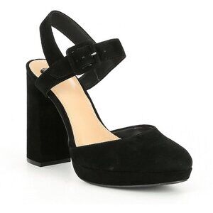 GB Black ankle strap block heel sz9.5
